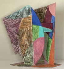 TOM HOLLAND VINTAGE MODERN ART ABSTRACT METAL STEEL SCULPTURE CUBISM MODERNISM picture
