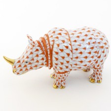 RHINOCEROS  by Herend Rust Fishnet 2.75
