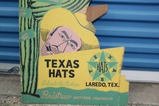LAREDO,TEXAS WESTERN WEAR COWBOY HAT COUNTER DEALER DISPLAY ADVERTISING 1950's picture
