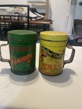 Percival Duffin’s & Elton Kirby’s Tin Salt Pepper Shakers Set Nostalgic Vintage picture