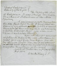 [CA-MURDERER “SAILOR JIM”] A Legal Order to Arrest Ill-Fated Murderer. 1856 picture