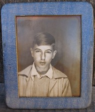 VINTAGE PHOTOMATIC HANDSOME BOY RARE BLUE BORDER MUTOSCOPE NY BOOTH OLD PHOTO picture