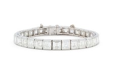 Vintage Oscar Heyman Platinum and Carre Cut Diamond Line Bracelet 25.00ctw picture