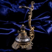 ANTIQUE 1800's Frenc Creole Brass Hand Oil Latern Wick Kerosene Lamp 6