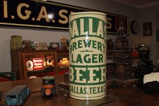 SCARCE 1920s DALLAS TEXAS BREWERY LAGER BEER CURVED CORNER PORCELAIN SIGN BAR picture