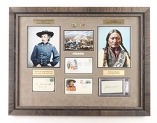 Sitting Bull & General George Armstrong Custer Signed Custom Framed Display picture