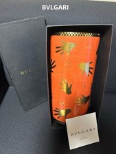 BVLGARI Rosenthal Orange Vase Gold Hand Motif Luxury | Interior Decor picture