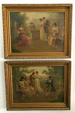 Louis Doret - Beautiful & Rare Matching Pair 19thC Finely Done Oil Paintings picture