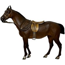Beautiful Antique Austrian Bronze Sculpture Bay Hunter Horse By Franz Bergman picture