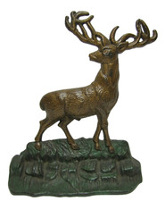 ELK STANDING ON ROCKS Antique Cast Iron Wildlife Doorstop Decorative Arts Statue picture