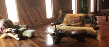 MCM Live Edge Table Sofa Chair  sheepskin Redwood, Driftwood, fabulous 1960-70s picture