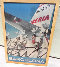 Vintage 1960's Iberia Airlines Barcelona Spain travel poster original Graficas picture