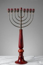  Vintage Signed Hand Made Glass Menorah  Coated Silver & Glass  Stones 72