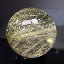 80mm natural golden rutilated quartz sphere crystal polished ball energy healing picture