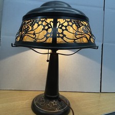 American Mission Heintz ArtMetal Table Lamp Shade Bronze Antique Dents Scratches picture