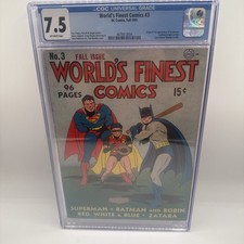 World's Finest Comics #3 CGC 7.5 Off White Pages 1st Scarecrow DC Comics 1941 picture