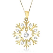 Snowflake Shaped Diamond Pendant Necklace 14k Yellow Gold (0.20ct) picture