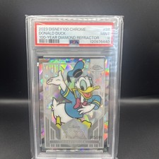 2023 Topps Disney Chrome 100 Donald Duck #86 Diamond Refractor /100 PSA 9 picture