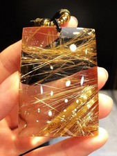 TOP A+++ Natural Gold Hair Rutilated Quartz Crystal Pendant Reiki Gift 58g picture