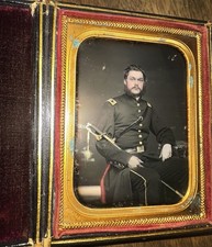 MAKE AN OFFER Early Civil War Soldier Armed & ID'd 1/4 Daguerreotype ANSON picture