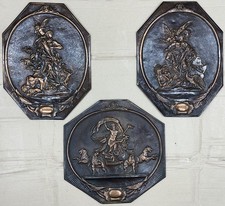 Soviet Copper Repousse Wall Plaques Set of 3 Odessa Opera Theater USSR picture