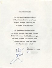 ***AUTOGRAPHED NEIL ARMSTRONG POEM AND WSS PHOTO picture