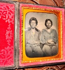 Rare 1/6 Tintype Photo Modoc Indian Coupl Antique Native American 1860s Original picture