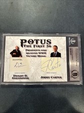 Dwight D. Eisenhower & Jimmy Carter Dual Autos WWII Victory Medal 2020 HA POTUS picture