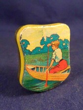 Vintage RARE little tin box advertising FEMINA Sport paddle boat 1910's nibs picture