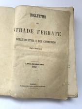 1862 Railway Bulletin Torino Strade Ferrate Industria Rare Book Italy picture