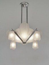 H. PETITOT : LARGE FRENCH 1930 ART DECO CHANDELIER  cleopatra . Muller freres picture
