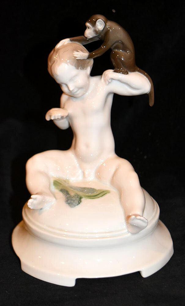 Rosenthal Liebermann Figurine From Ferdinand Boy and Monkey Rosenthal Liebermann Figurine From Ferdinand Boy and Monkey