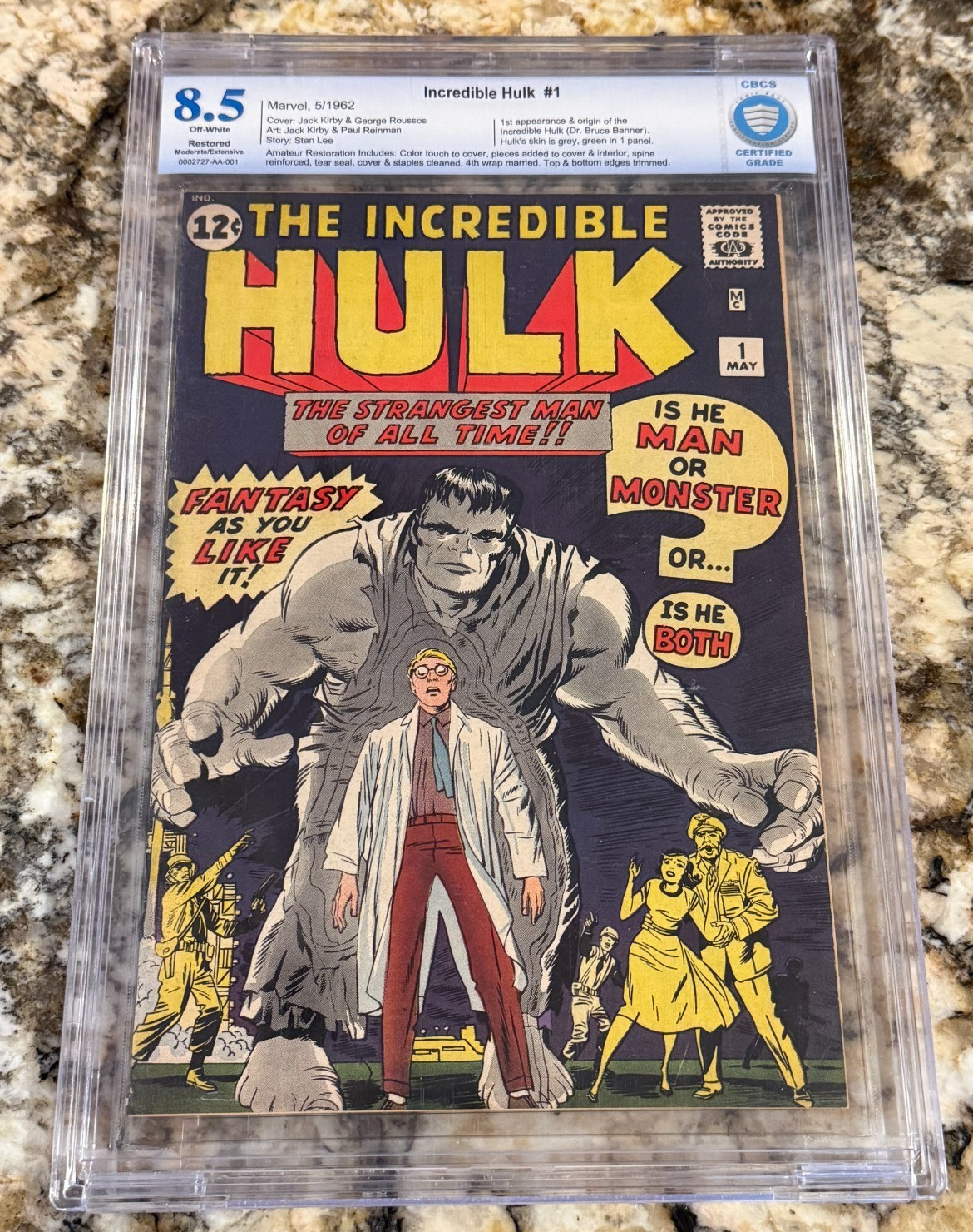 Incredible Hulk #1 CBCS 8.5 Like CGC Hi End Restored Looks Mint Newsstand Fresh Incredible Hulk #1 CBCS 8.5 Like CGC Hi End Restored Looks Mint Newsstand Fresh