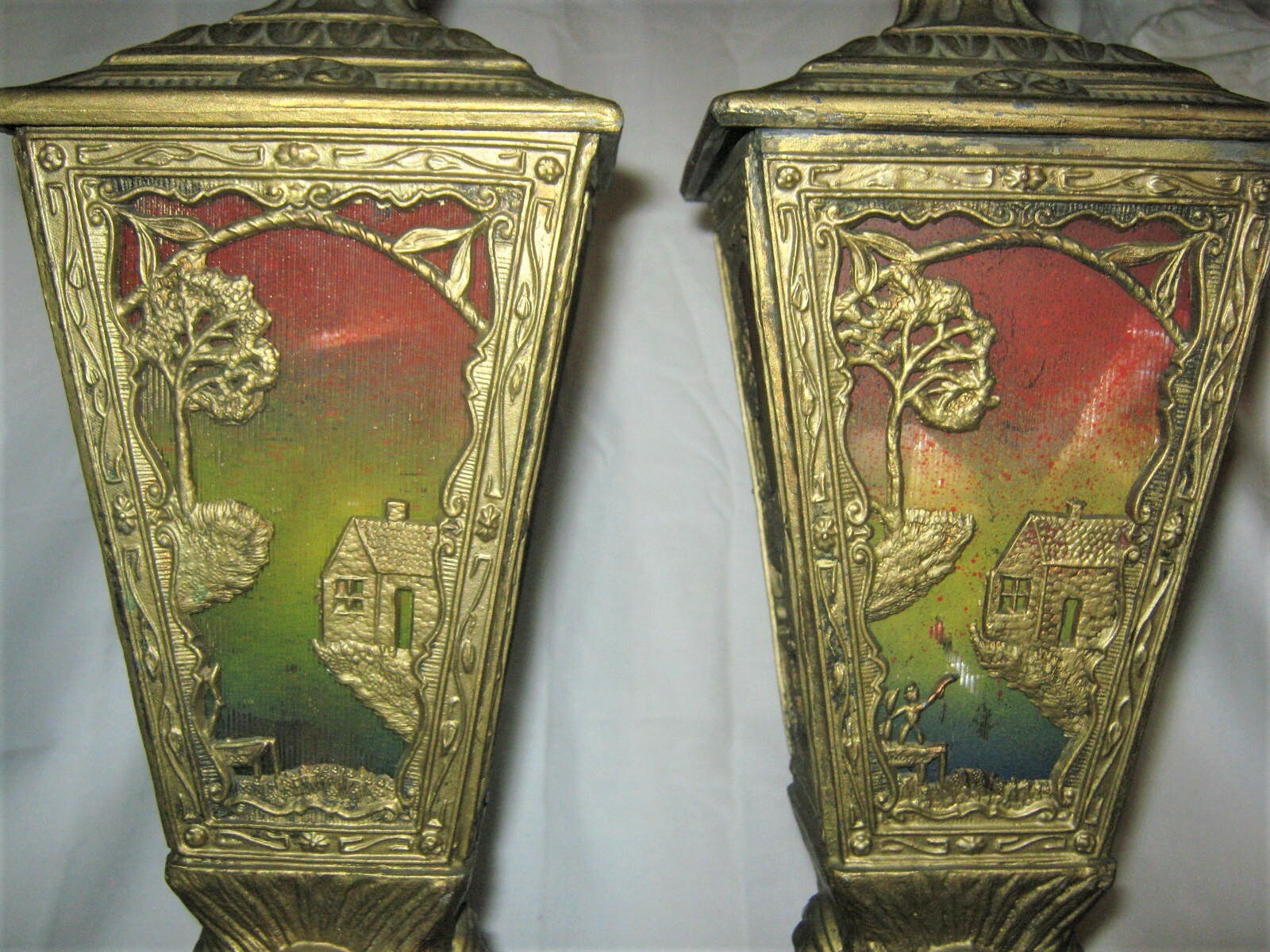 PAIR ANTIQUE ART DECO NATIVE AMERICAN INDIAN TORCH LAMP GLASS SCONCE LIGHT SHADE PAIR ANTIQUE ART DECO NATIVE AMERICAN INDIAN TORCH LAMP GLASS SCONCE LIGHT SHADE