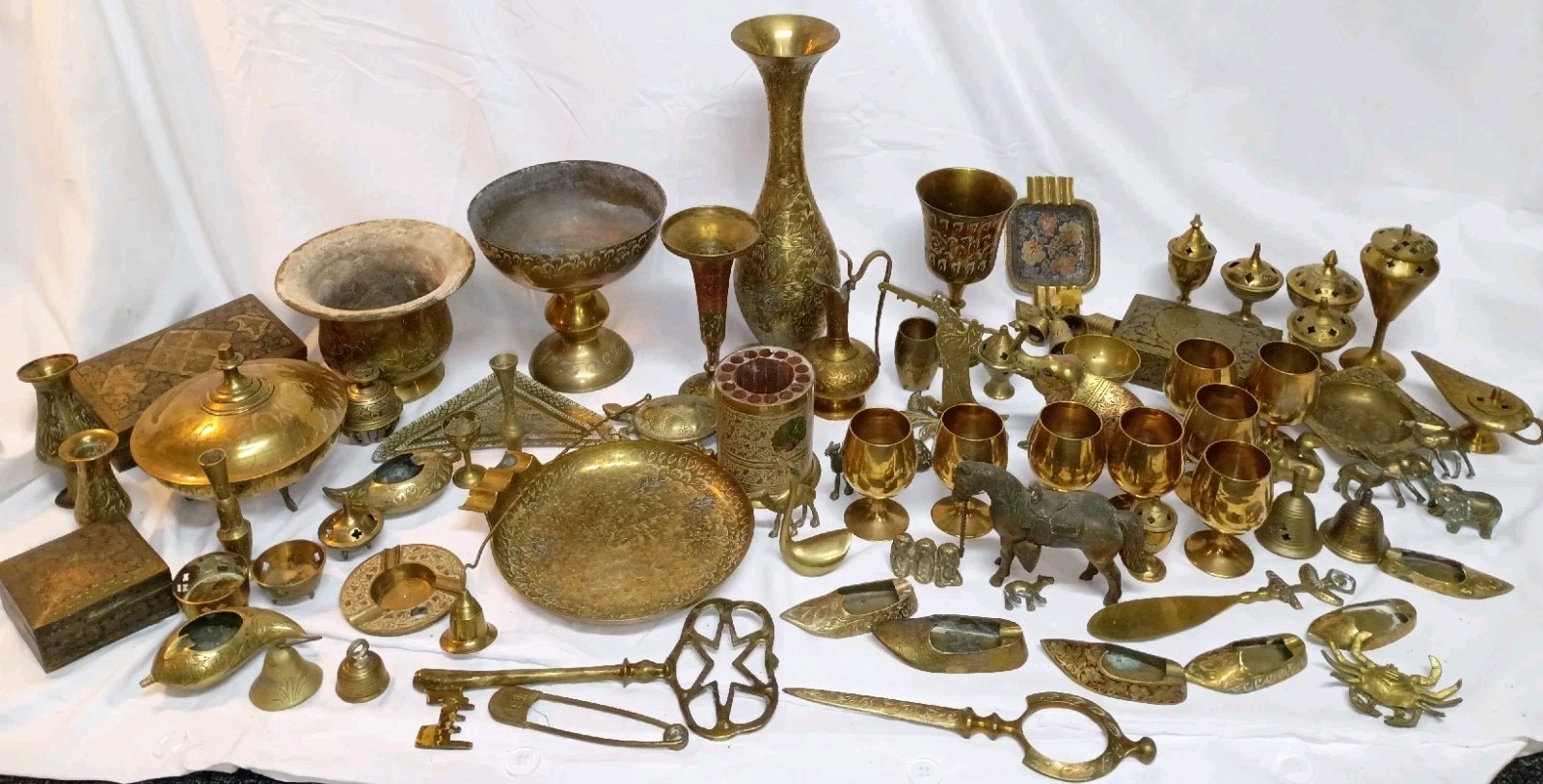 LARGE LOT Antique Brass Assortment Late 19th Early 20th Century, Over 85 Pieces 