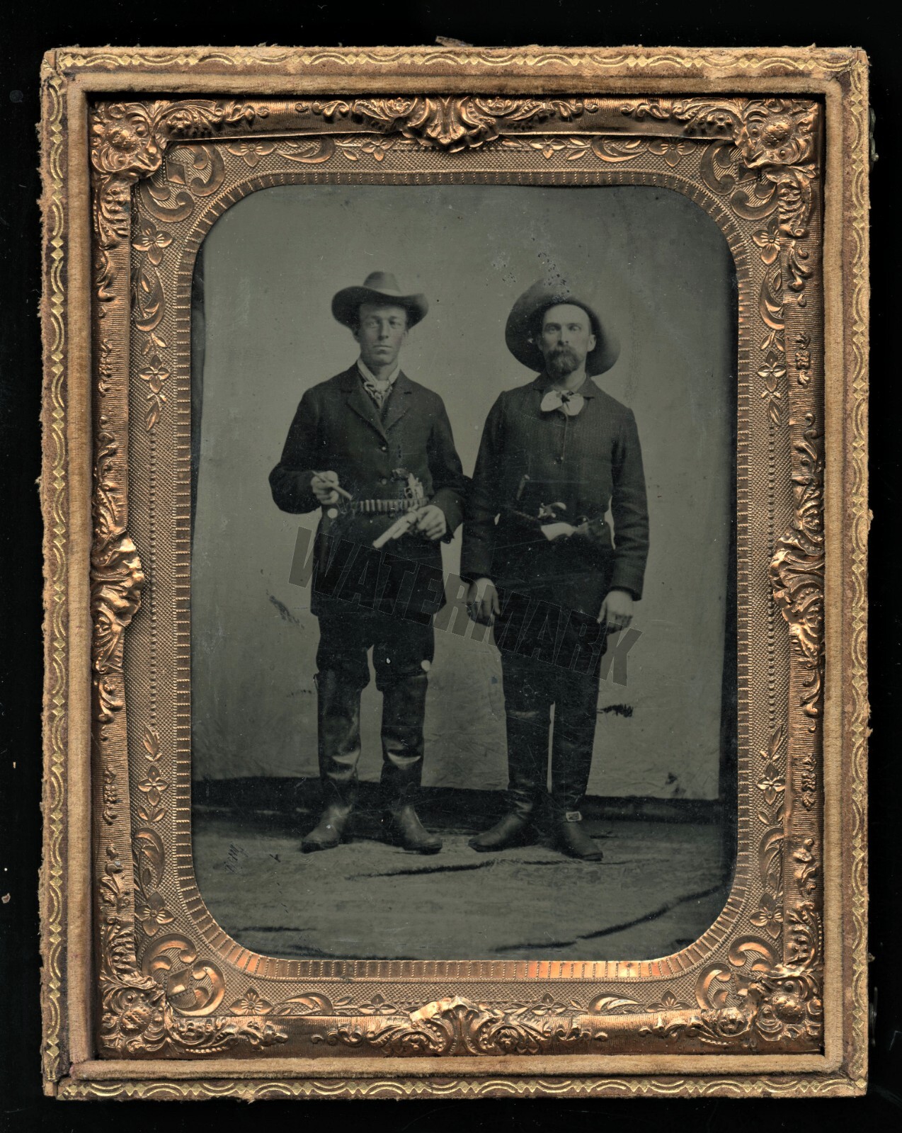 Amazing HALF PL Tintype Indian Scouts Cowboys Outlaws? 1860s Rare Antique Photo
