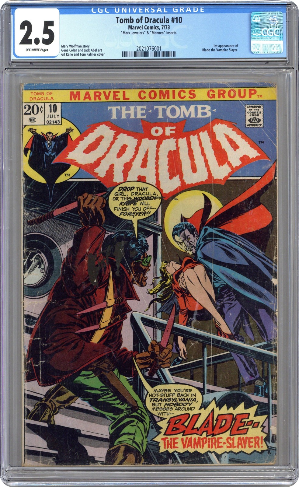 Tomb of Dracula Mark Jewelers #10MJ&MENNEN CGC 2.5 1973 2021076001 Tomb of Dracula Mark Jewelers #10MJ&MENNEN CGC 2.5 1973 2021076001