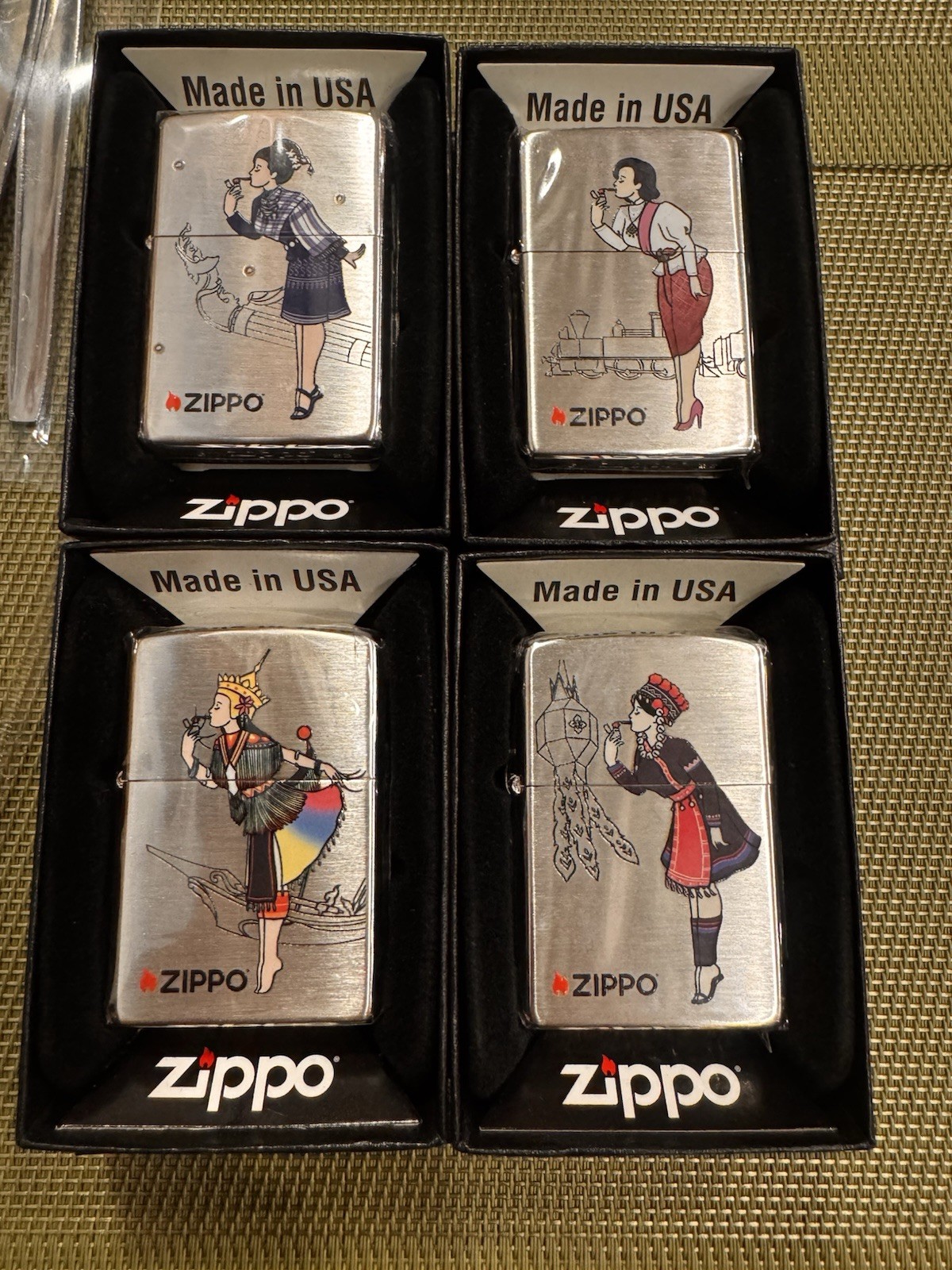 Windy Thailand Zippos, Full Matching Set, Unused 60/200, One Of A Kind