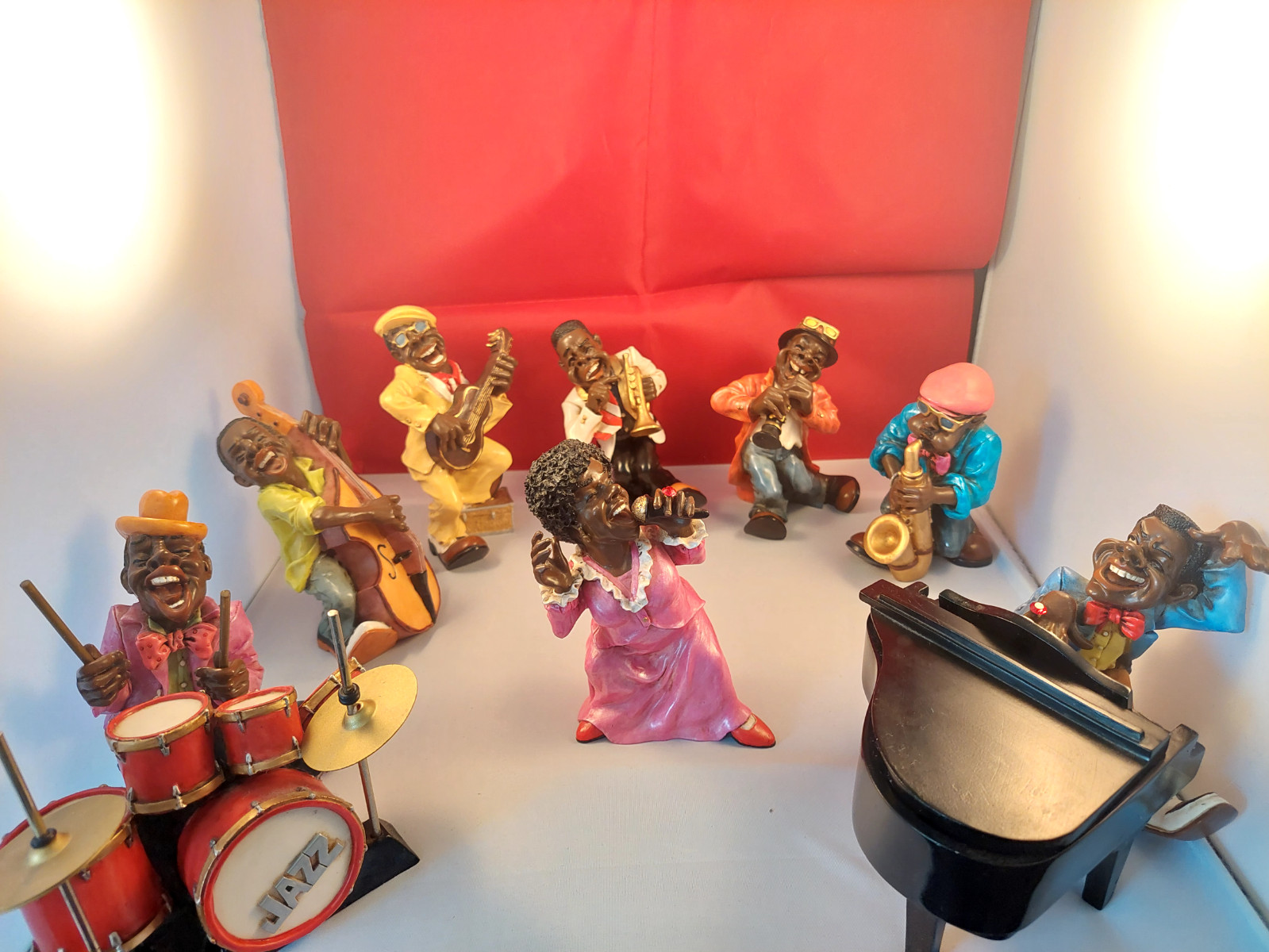 Vintage 8 Harlem Jazz Band Musician Figurines / Ornaments Vintage 8 Harlem Jazz Band Musician Figurines / Ornaments