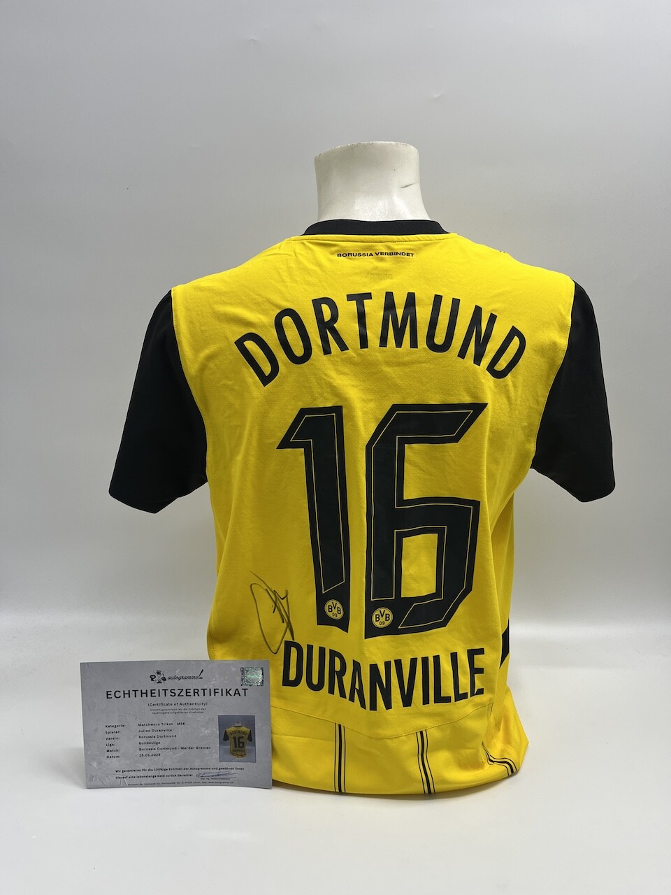 Matchworn Dortmund Jersey Worn And Signed By Julien Duranville 25.01.2025 Matchworn Dortmund Jersey Worn And Signed By Julien Duranville 25.01.2025