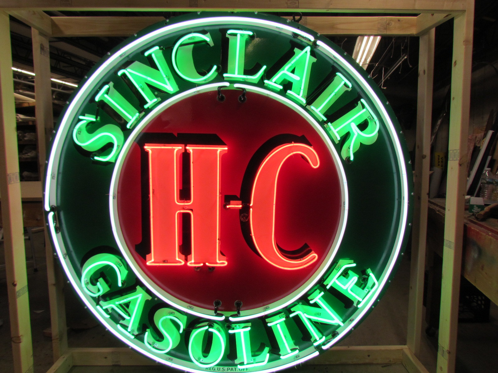 Original Sinclair HC Gasoline Porcelain Neon Sign - 72 Original Sinclair HC Gasoline Porcelain Neon Sign - 72