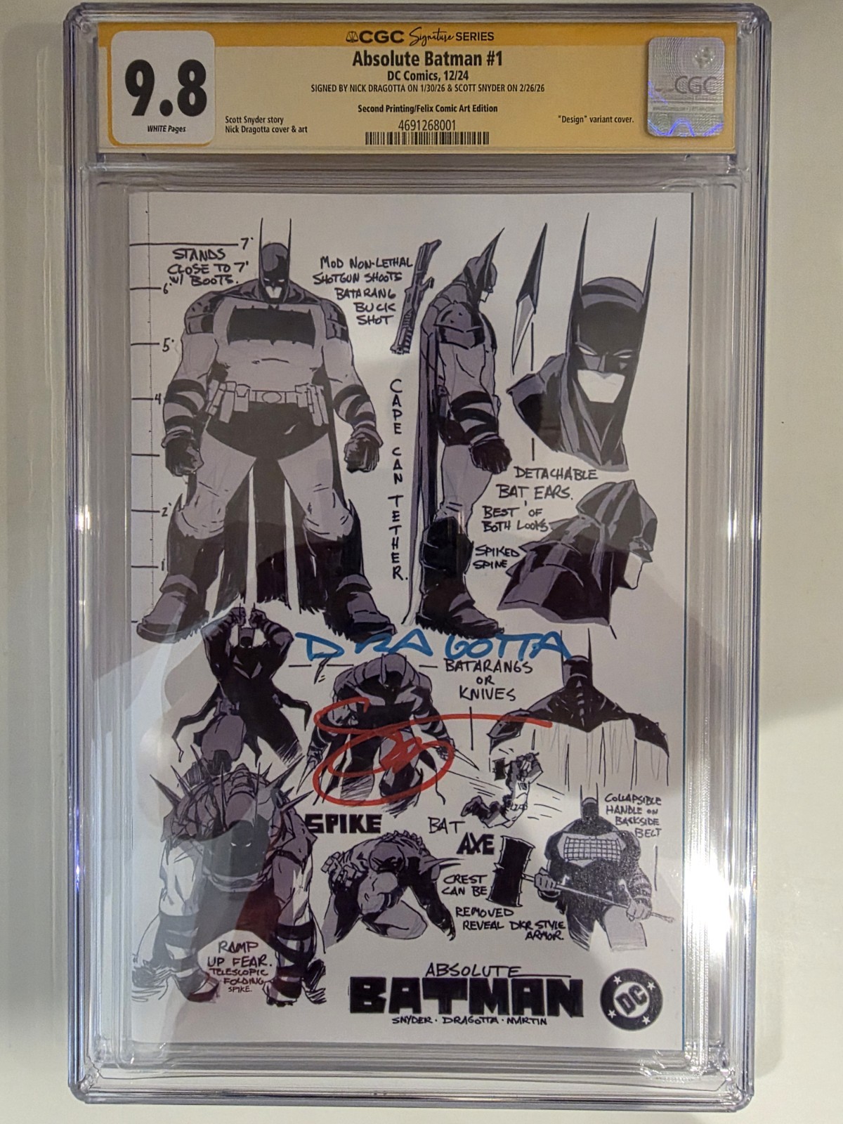Absolute Batman #1 Felix Comic 2nd Print CGC 9.8 Signed Dragotta & Snyder RARE Absolute Batman #1 Felix Comic 2nd Print CGC 9.8 Signed Dragotta & Snyder RARE