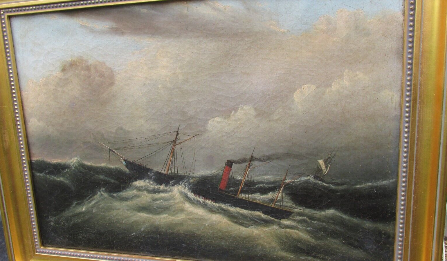 Captain Clelands 1841 Liverpool cabin painting CUNARD QUEEN ANNE Fitz Henry Lane