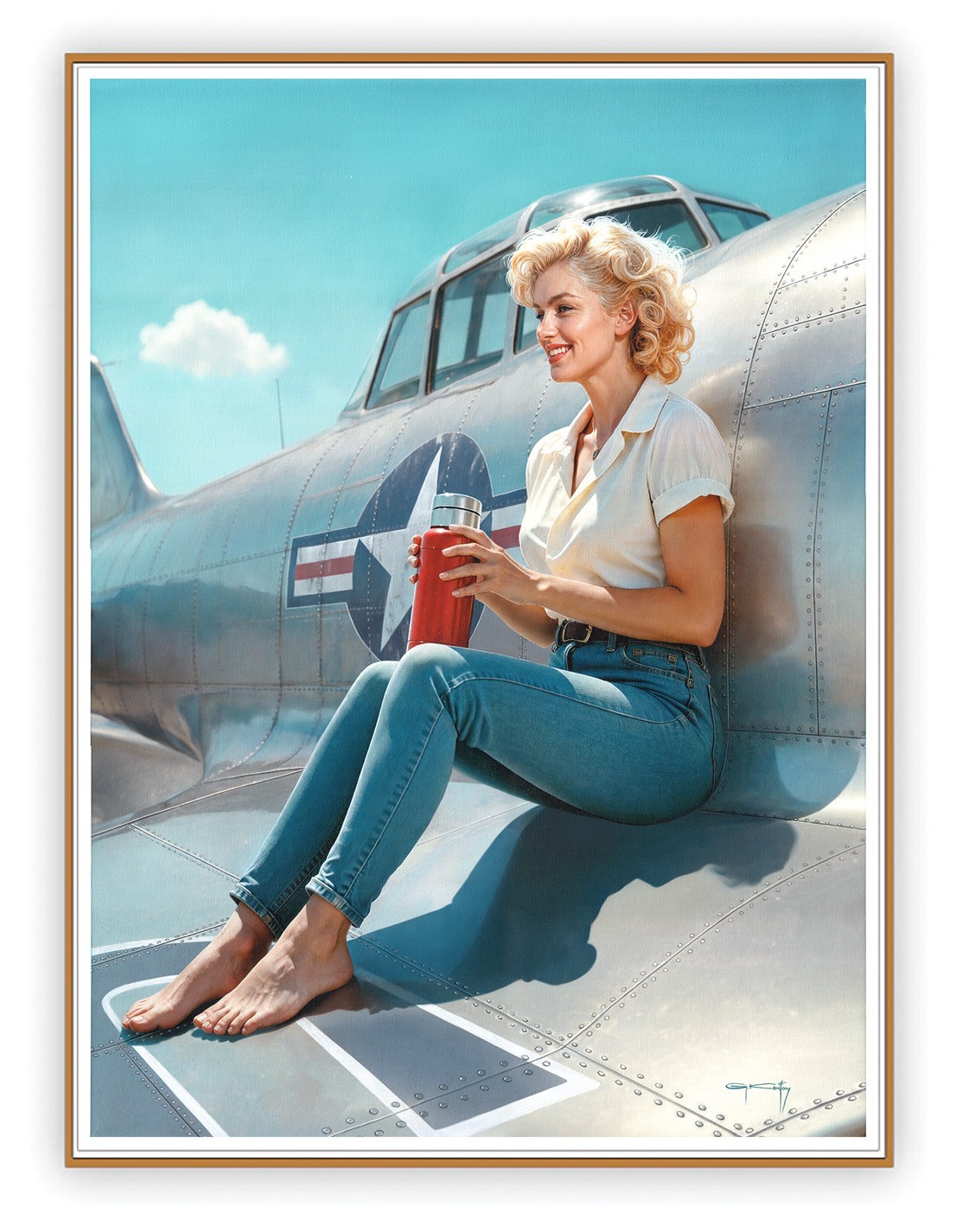 🇺🇸“ Between Takes”  ORIGINAL PIN-UP PAINTING by KOUFAY 25