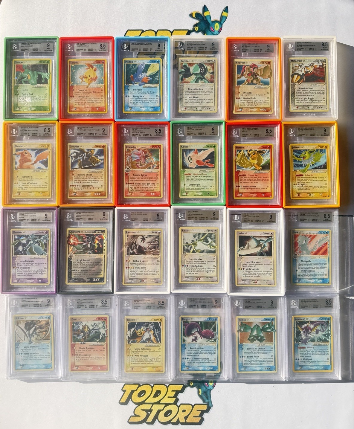 Pokemon Rayquaza Latios Latias Charizard Pikachu 25/27 Gold Star🇮🇹 BGS8.5/9