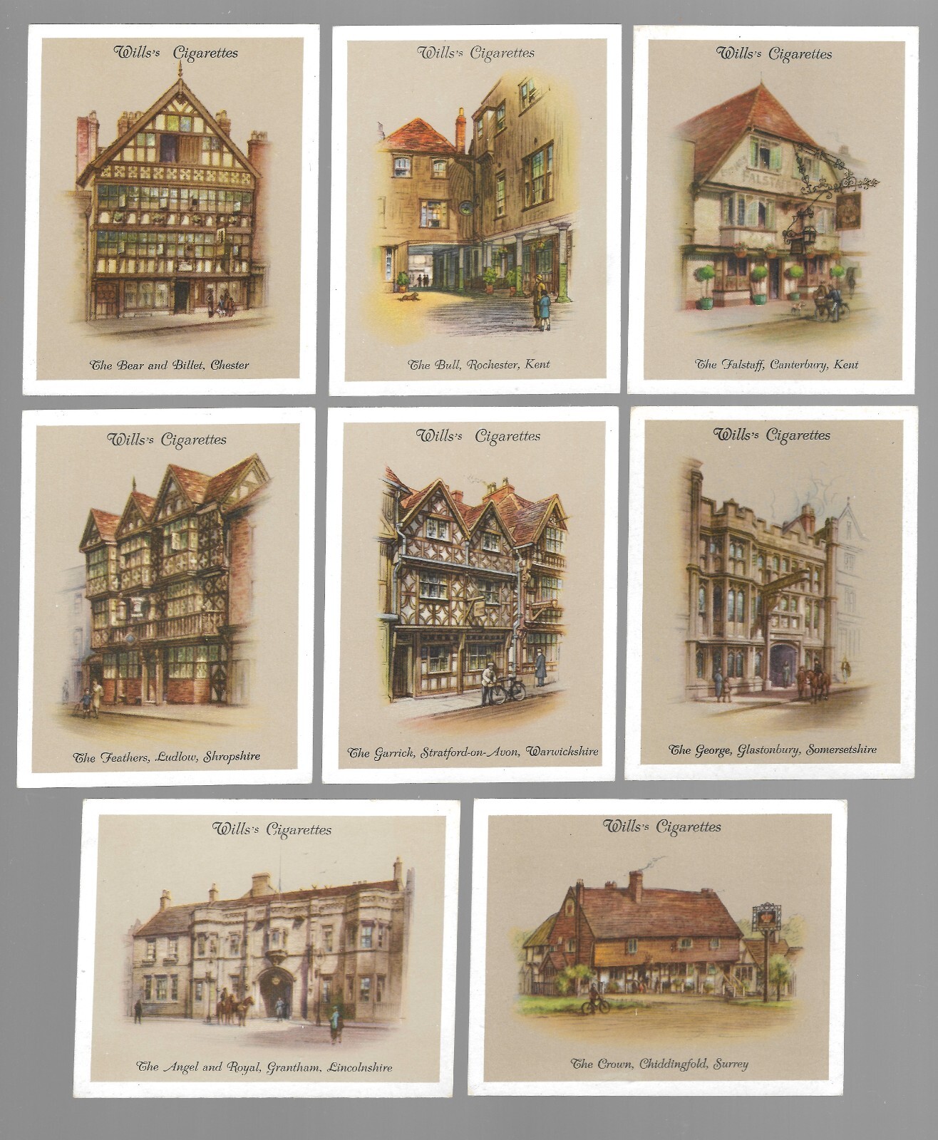 CIGARETTE CARDS. Wills Tobacco. OLD INNS 1st Series.(Large). (1936). (Set of 40)