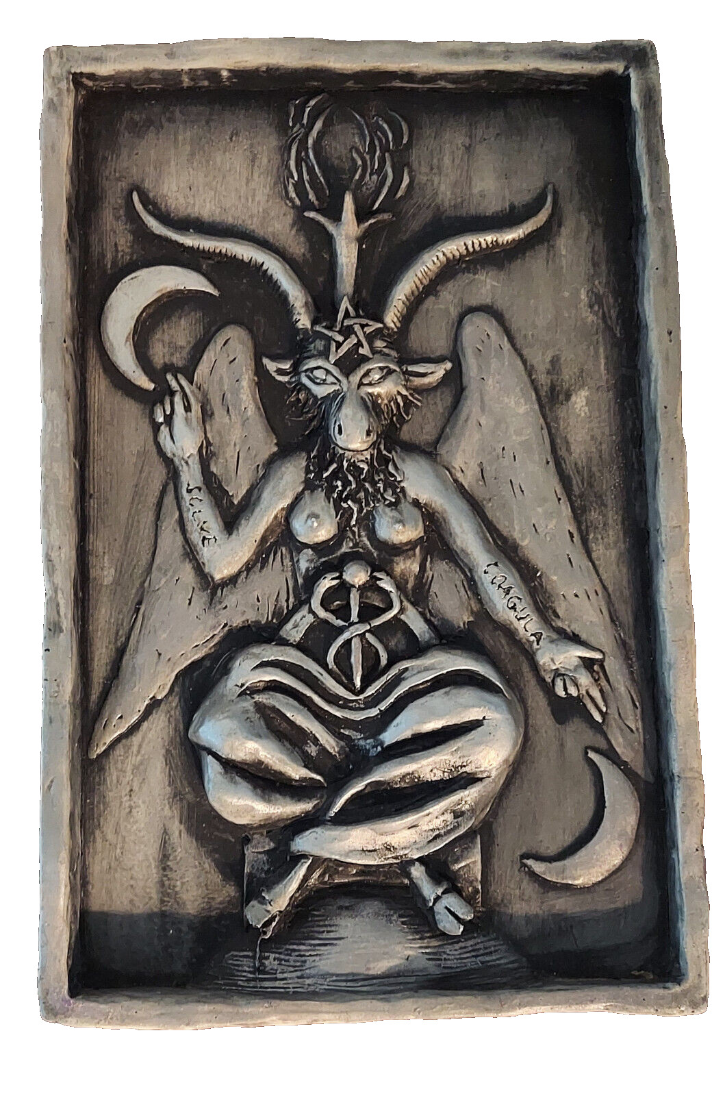 Rare Baphomet Plaque Statue Vintage Goat Witch Wall Hanging Gift Occult Wicca