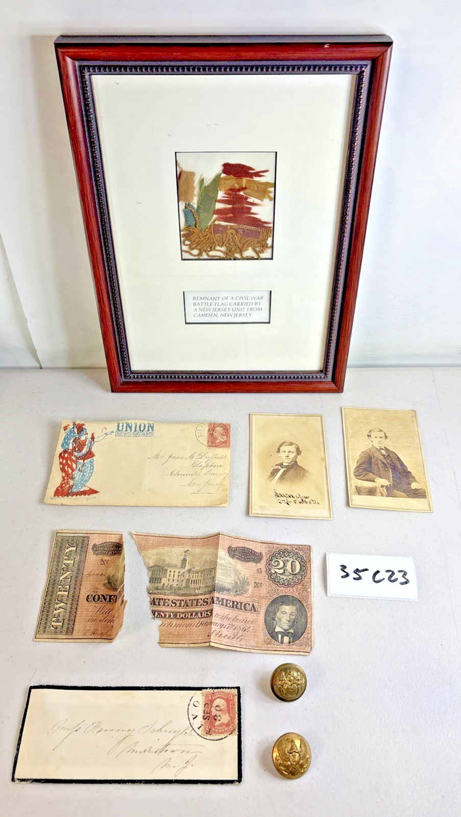 RARE Civil War Flag Remnant Photo Currency Button Lot Vintage Camden NJ 35C23 RARE Civil War Flag Remnant Photo Currency Button Lot Vintage Camden NJ 35C23