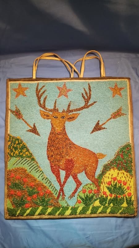 Antique 1910s Yakima Native American Large Pictorial Flat Bag 14.75