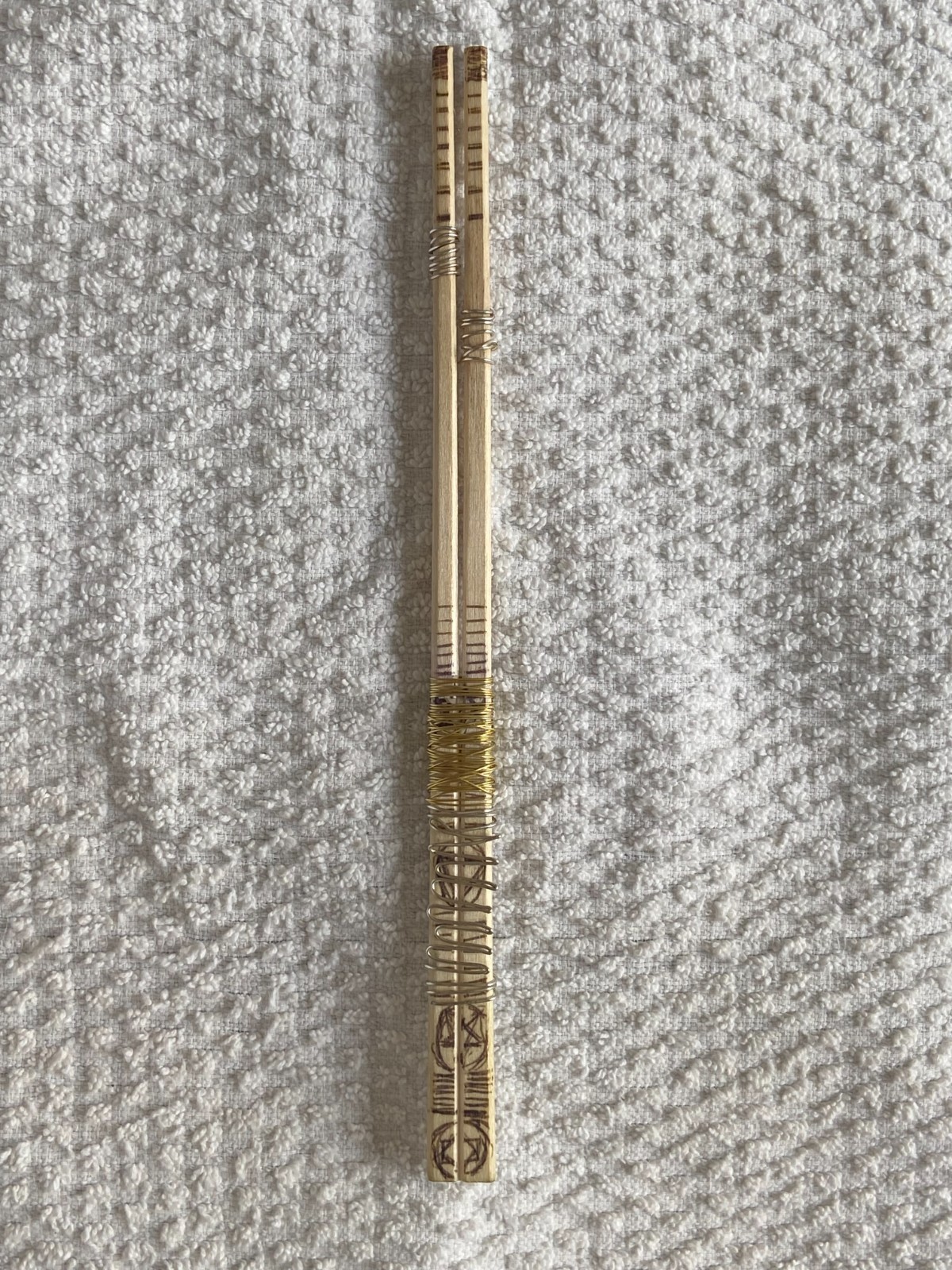 God Michael Pavolotti Magic Wand Chopsticks God's Nail Core Bamboo Wood 14k Gold